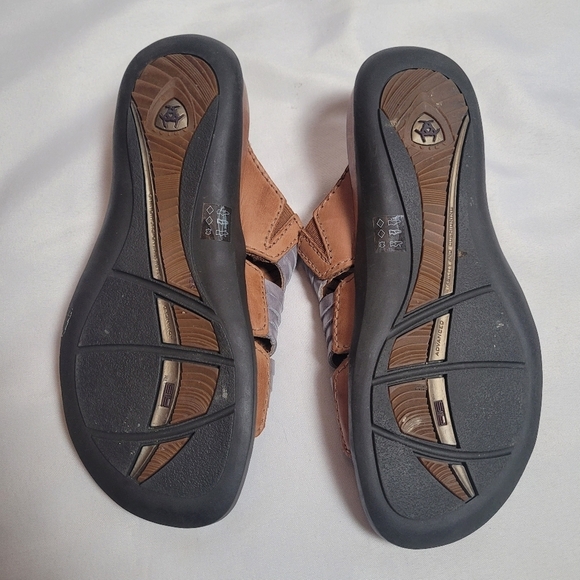 Ariat Costa Gray Blue Brown Leather Strap Slides Sandals Women's Size 6B - Picture 6 of 8
